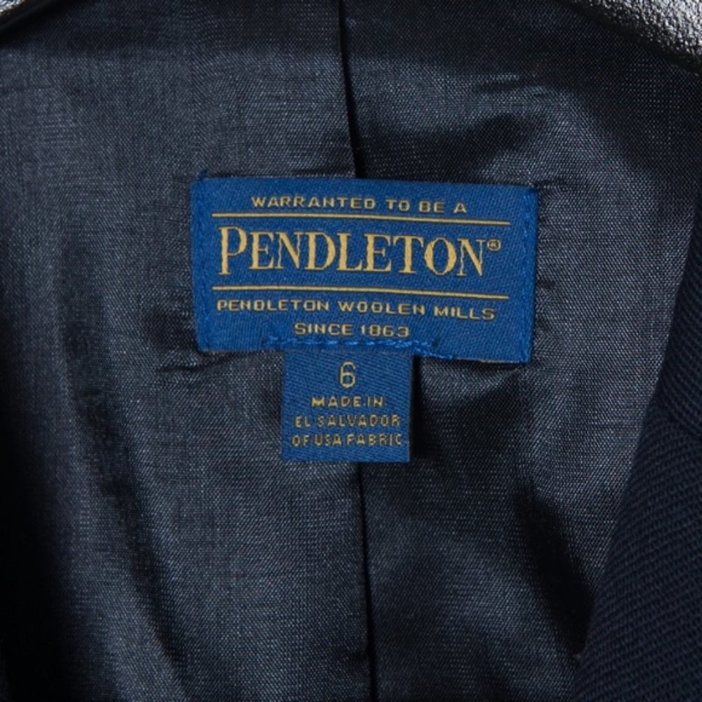 Pendleton Navy Blue One Button Wool Blazer - image 2